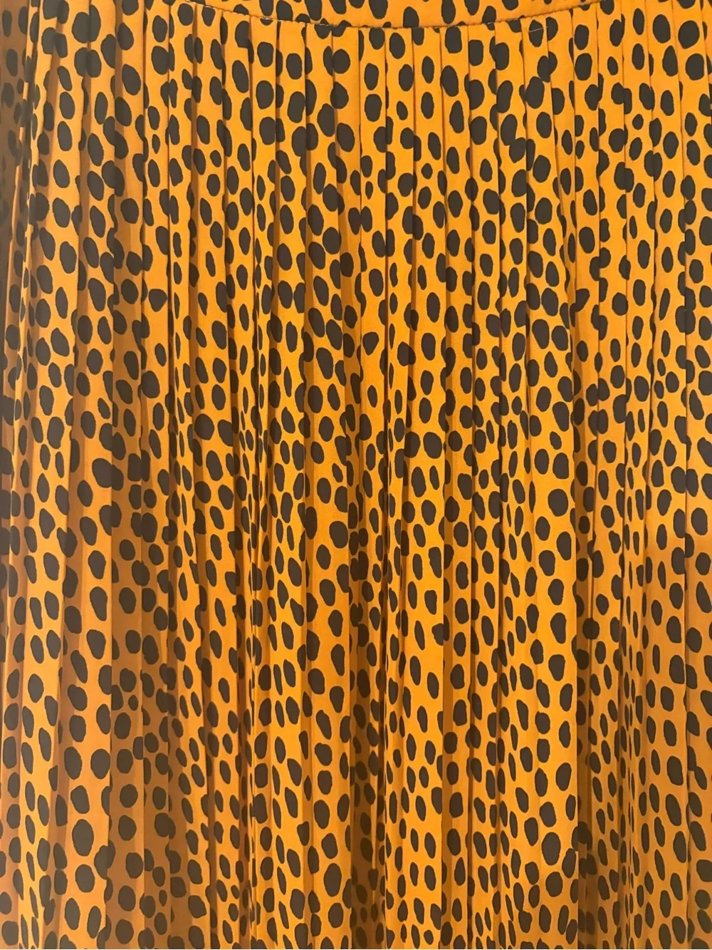 J. Crew Mustard Midi Skirt with Black Spot Print